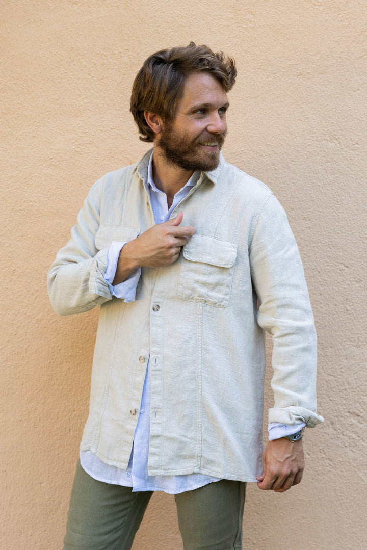Sobrecamisa Fletcher Lino Beige