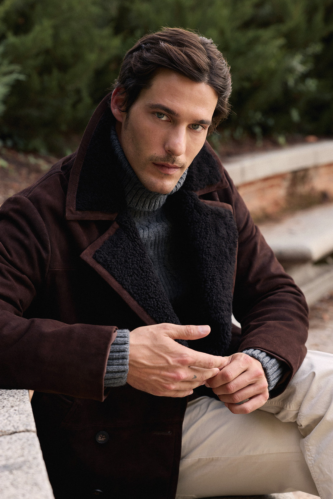 Abrigo Ante Nobuck Marrón Chocolate