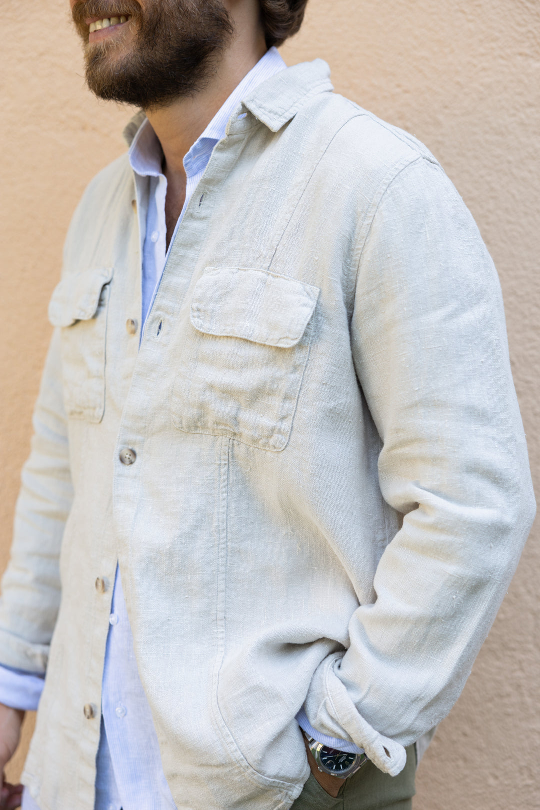 Sobrecamisa Fletcher Lino Beige