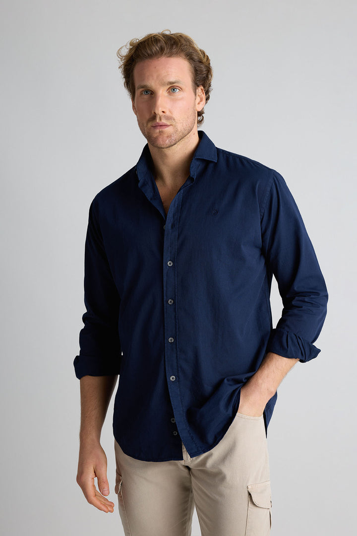 Navy Blue Honeycomb Shirt 100% Cotton