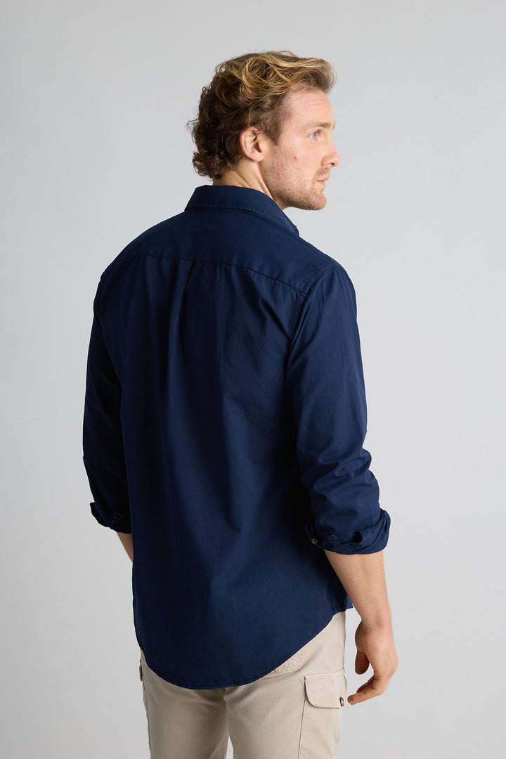 Navy Blue Honeycomb Shirt 100% Cotton