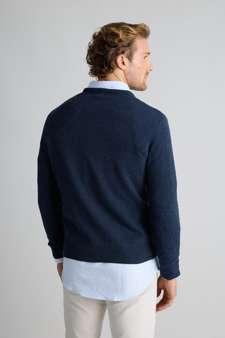 Worn Blue Lambswool V-Neck Sweater 