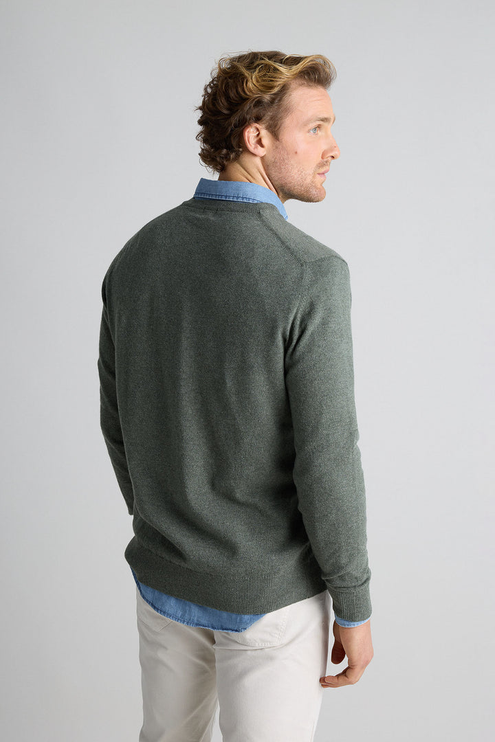 Ash Gray V-Neck Sweater 100% Cotton