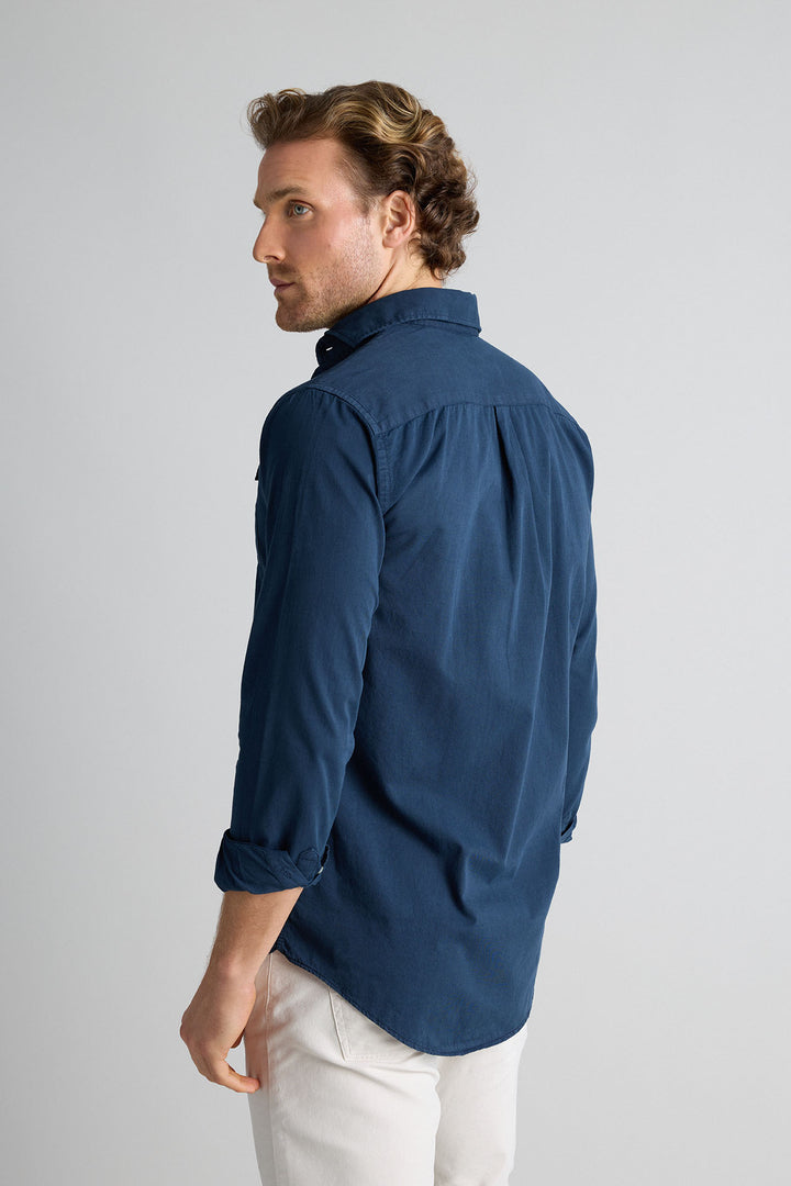 Navy Blue Honeycomb Shirt 100% Cotton