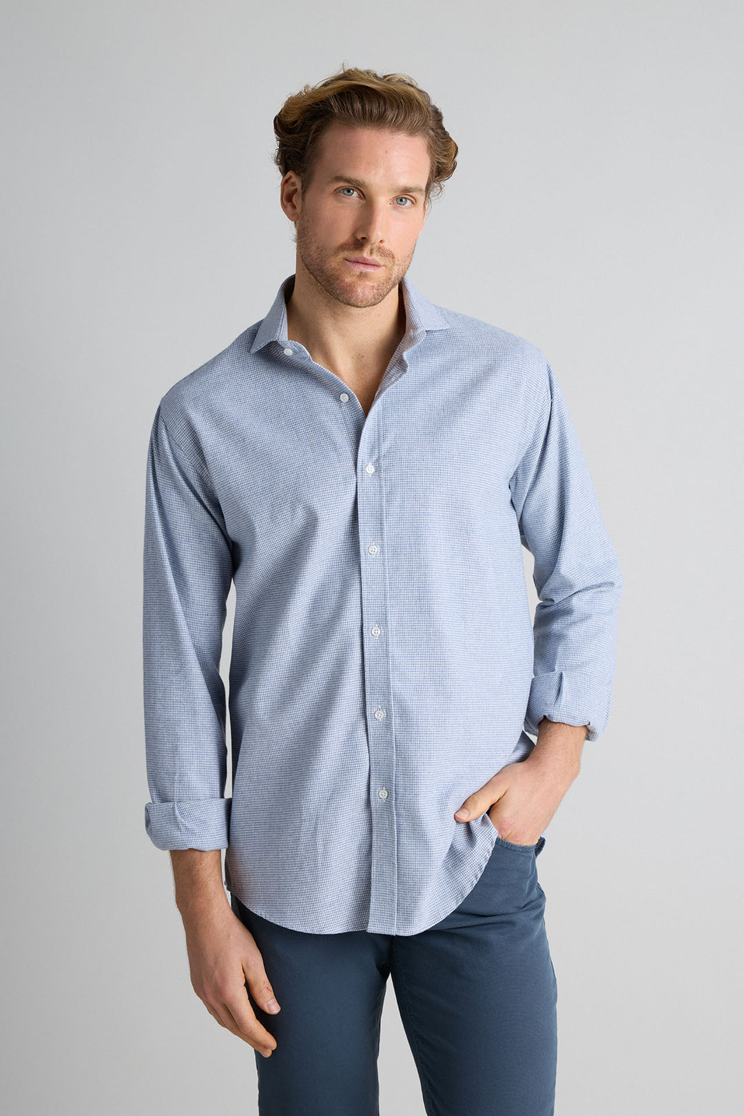 Navy Blue Honeycomb Shirt 100% Cotton