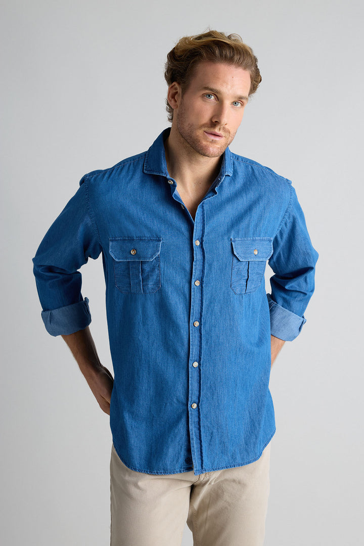 Worn Ivory Two Pocket Chest Cotton Shirt