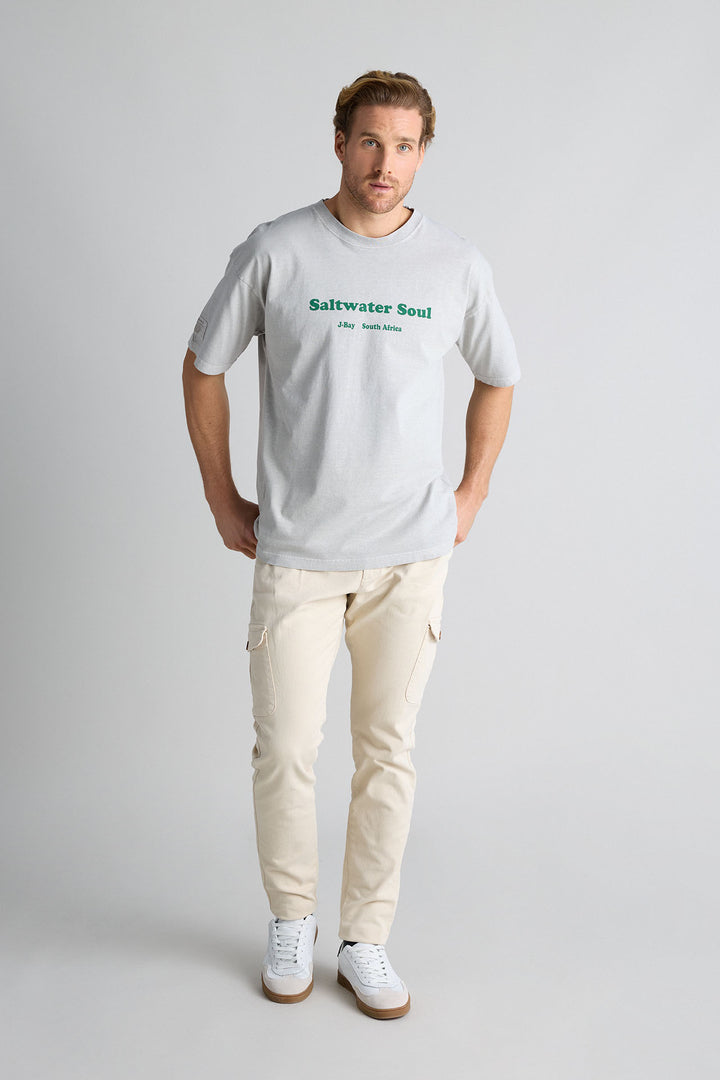 Camiseta Saltwater Soul Verde Sage Desgastado Hombros Oversize