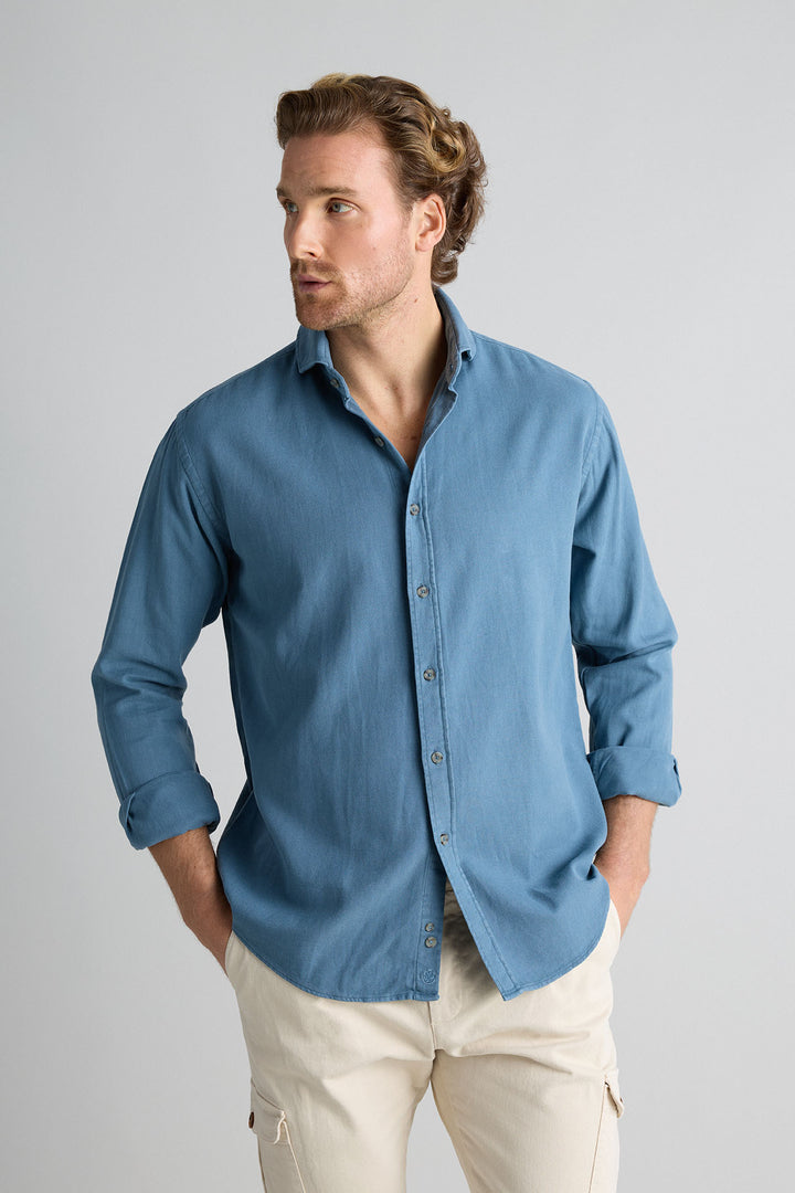 Navy Blue Honeycomb Shirt 100% Cotton