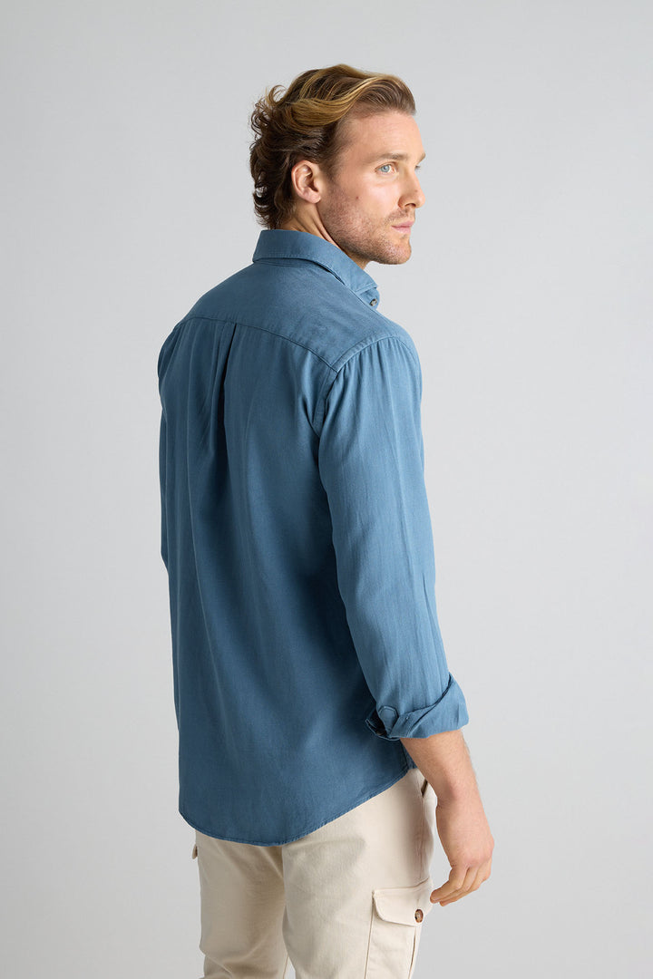 Navy Blue Honeycomb Shirt 100% Cotton