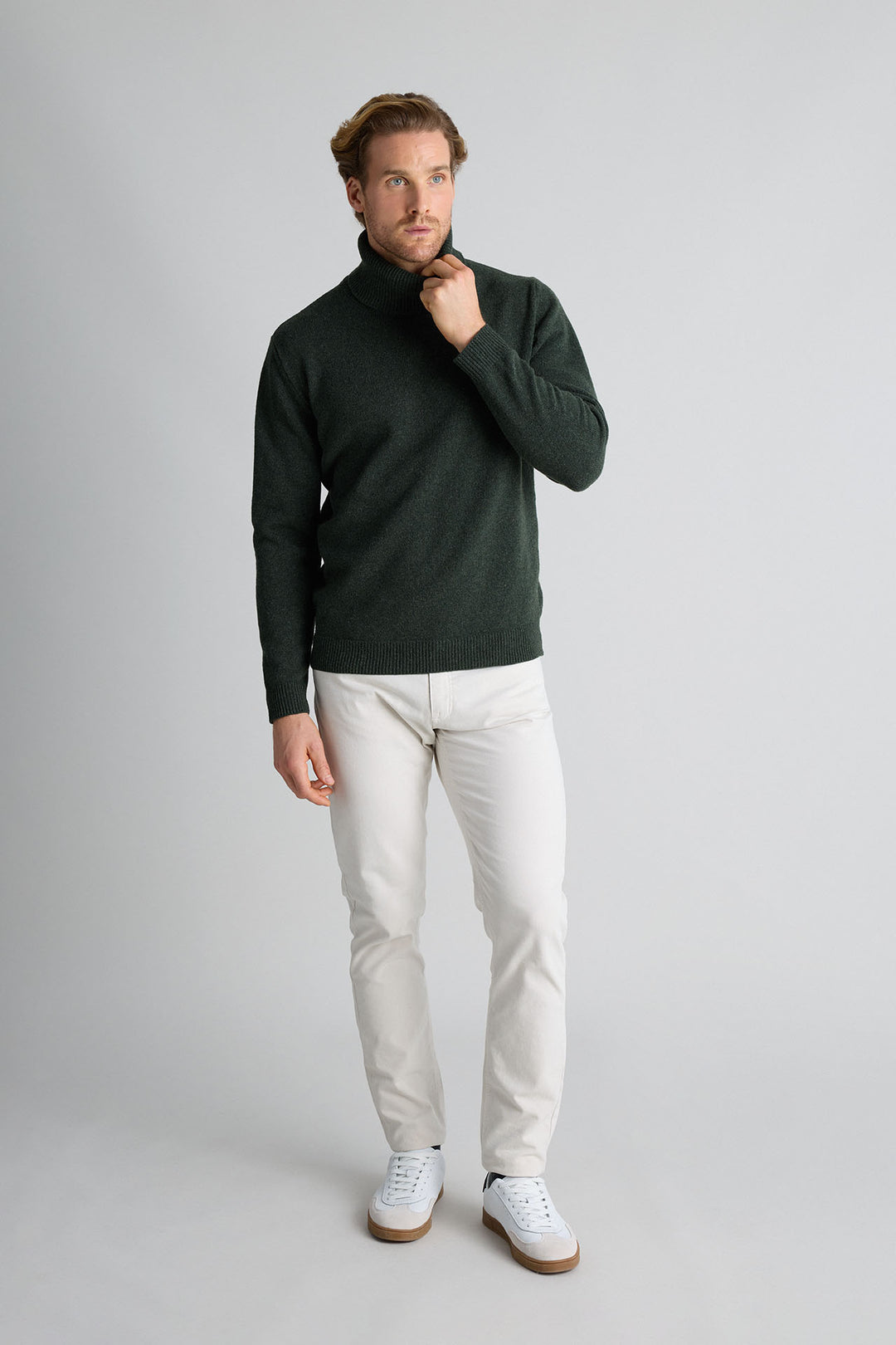 Jersey Cuello Vuelto Verde Pino Lambswool