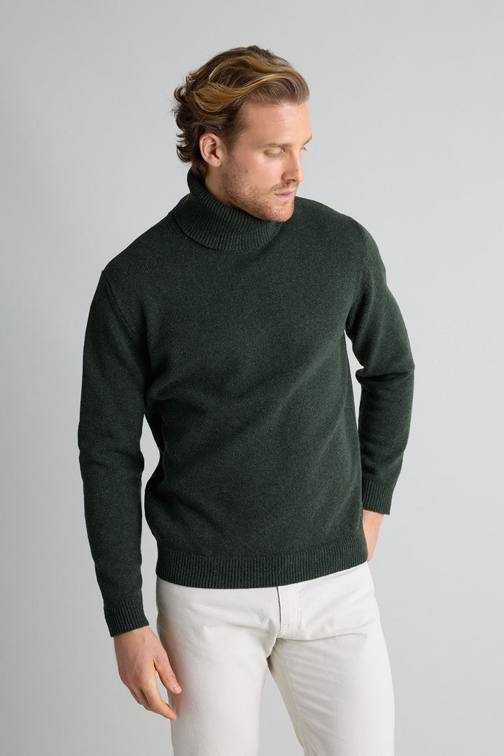 Jersey Cuello Vuelto Verde Pino Lambswool