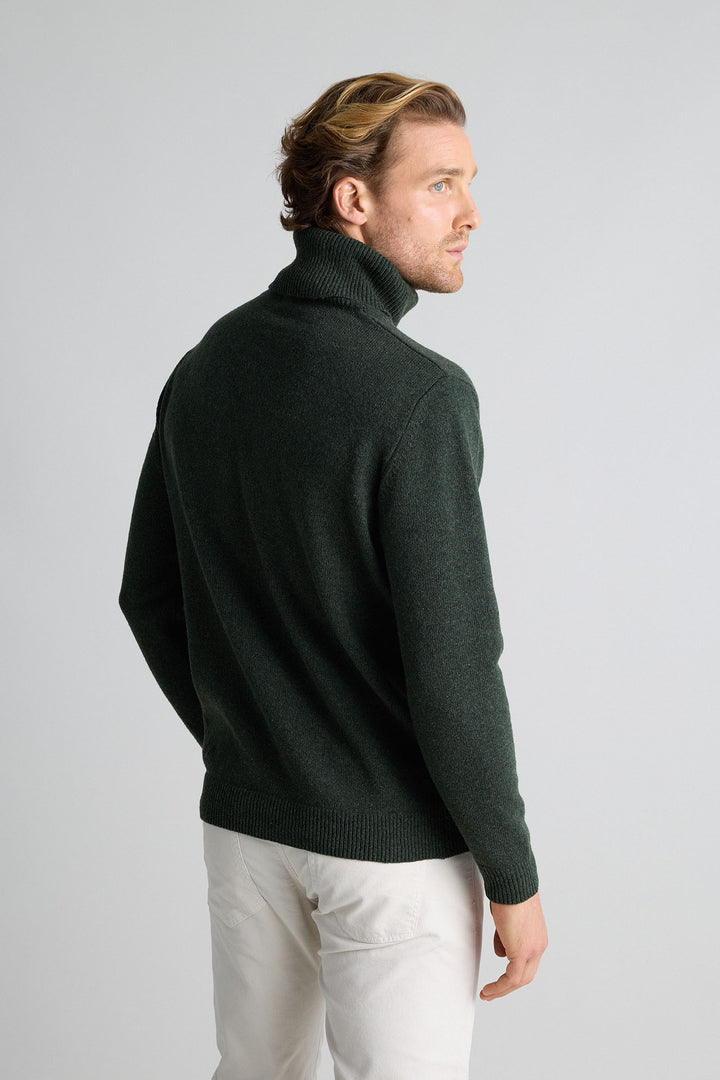 Jersey Cuello Vuelto Verde Pino Lambswool