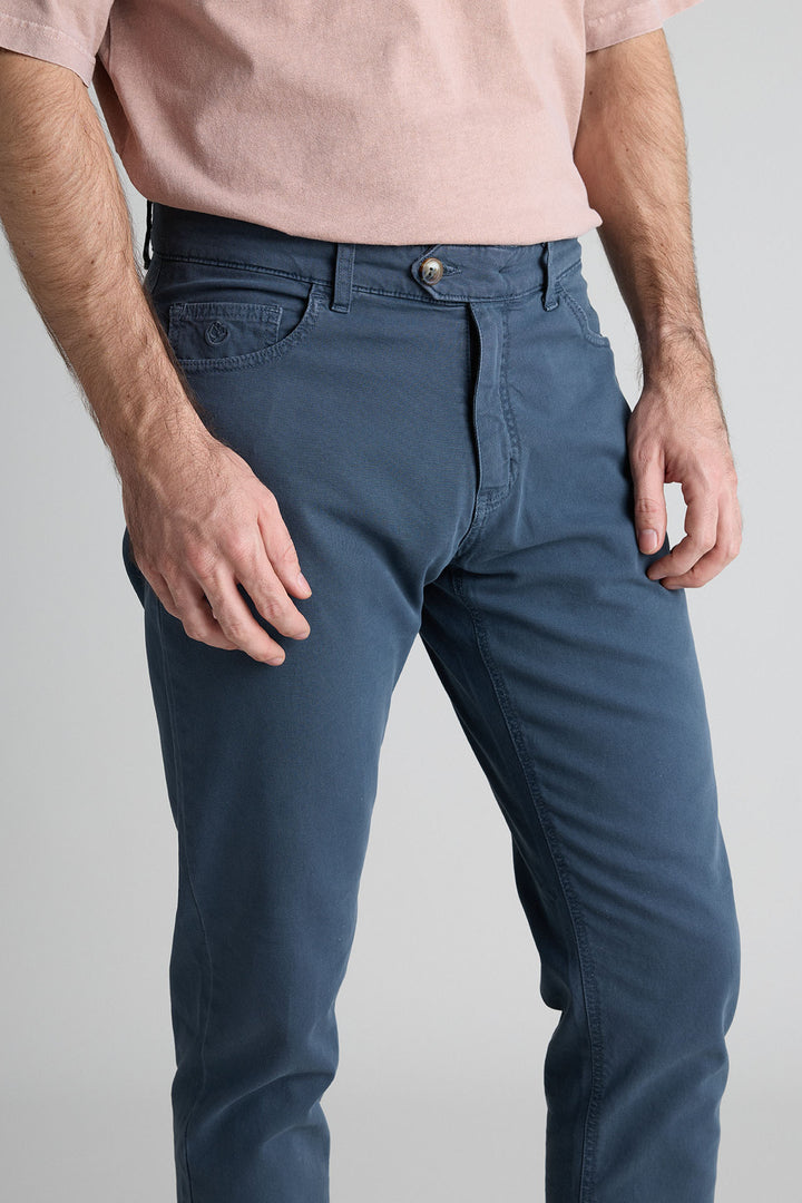 Navy Blue Gretel Cargo Pants with Watchmaker and Front Pleat