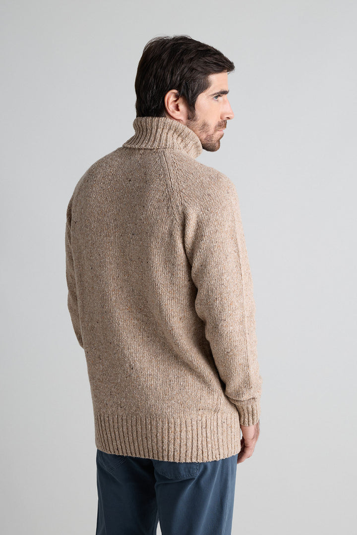 Jersey Cuello Vuelto Jaspeado Beige Tierra