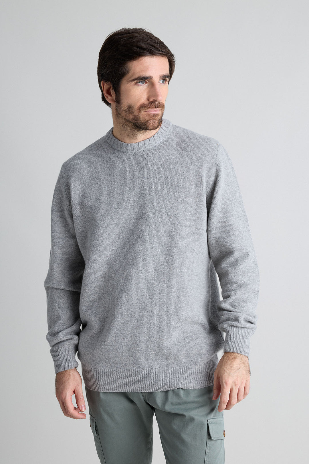 Light Gray Horseshoe Neck Sweater 