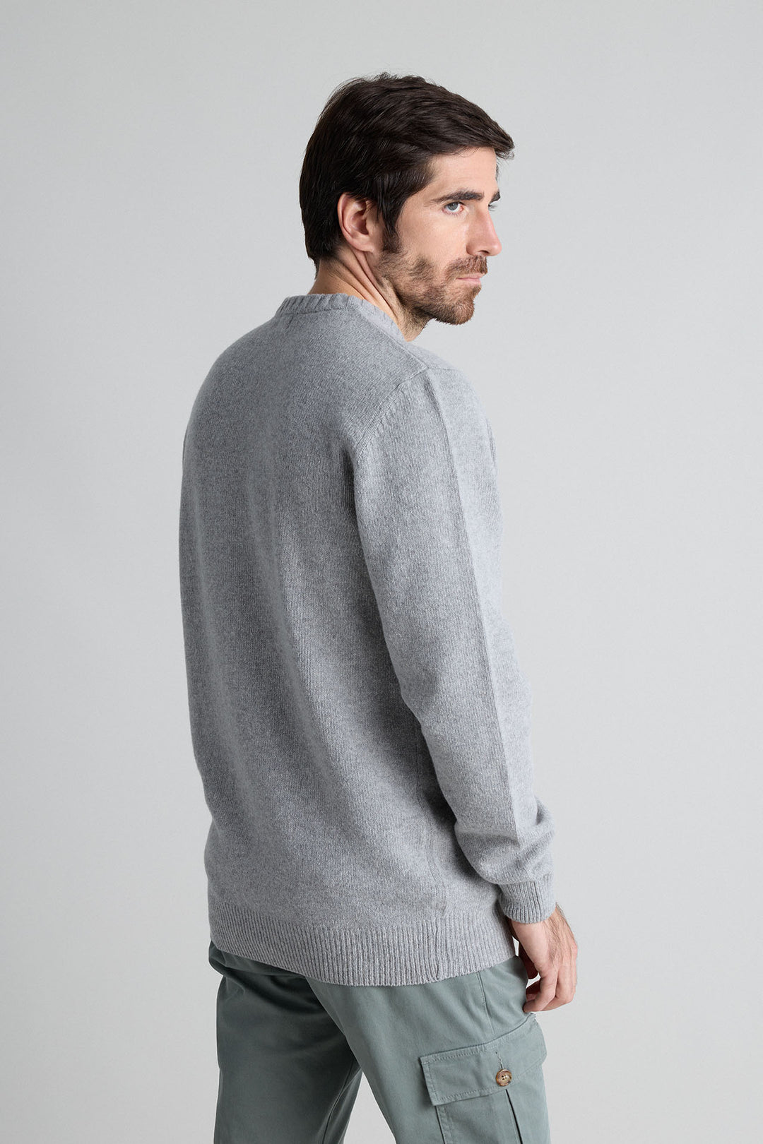 Light Gray Horseshoe Neck Sweater 