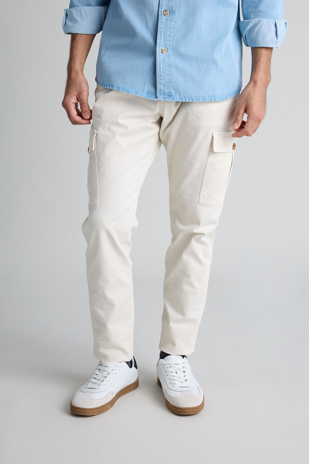 Navy Blue Gretel Cargo Pants with Watchmaker and Front Pleat