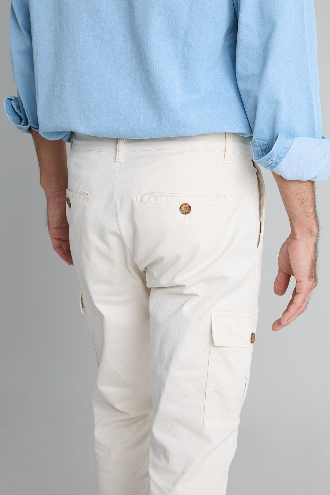 Navy Blue Gretel Cargo Pants with Watchmaker and Front Pleat