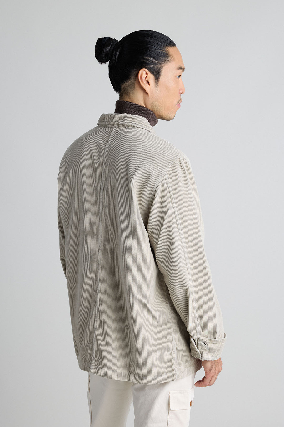 Beige Sahara Linen Double Pocket Overshirt with Placket