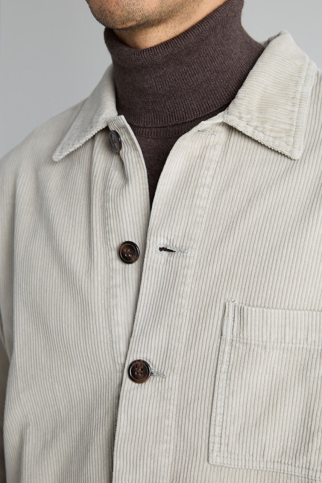 Beige Sahara Linen Double Pocket Overshirt with Placket