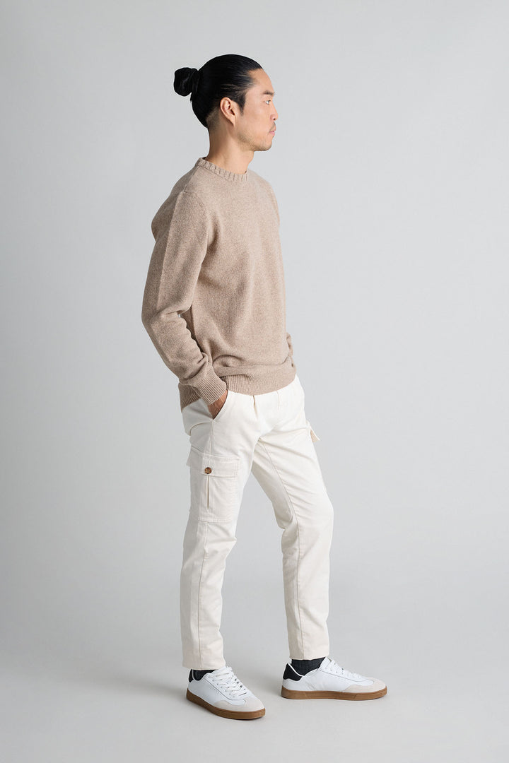 Beige Horseshoe Neck Sweater 