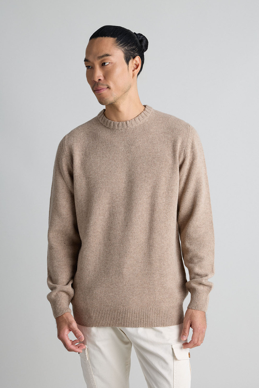 Beige Horseshoe Neck Sweater 