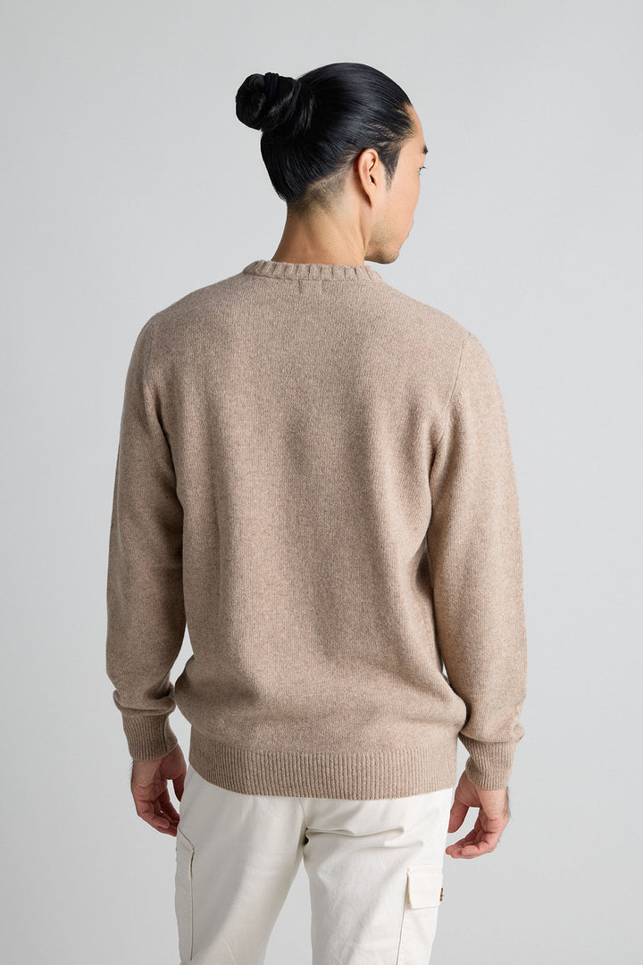 Beige Horseshoe Neck Sweater 