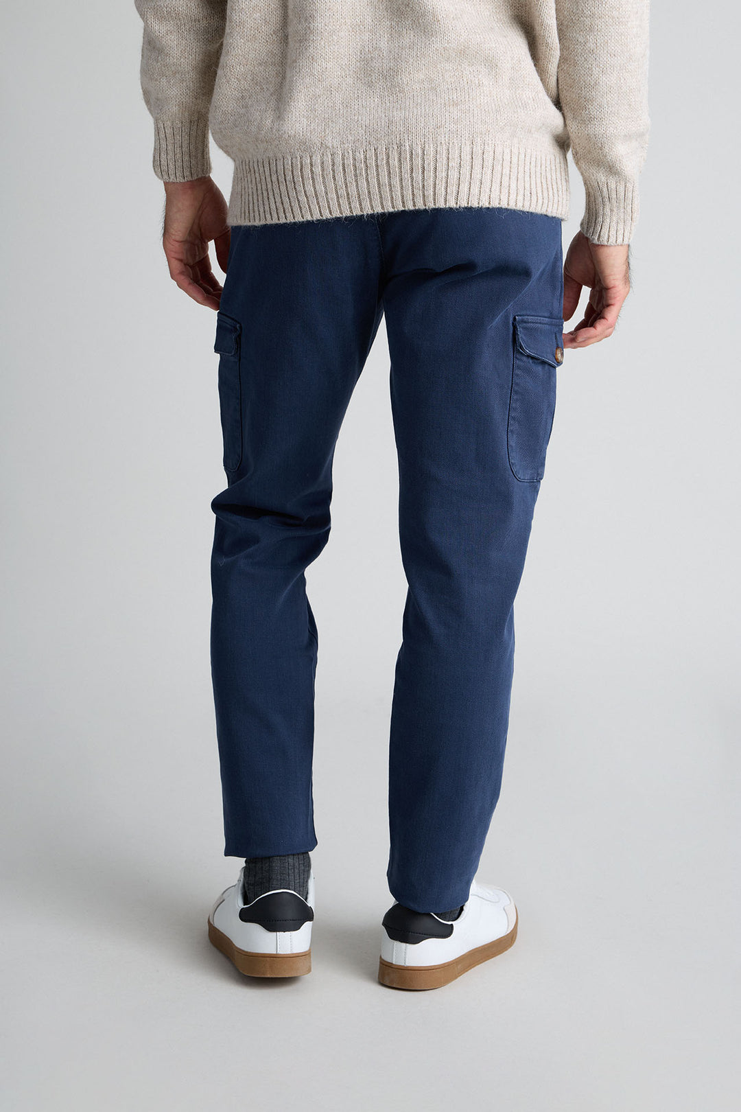 Navy Blue Gretel Cargo Pants with Watchmaker and Front Pleat