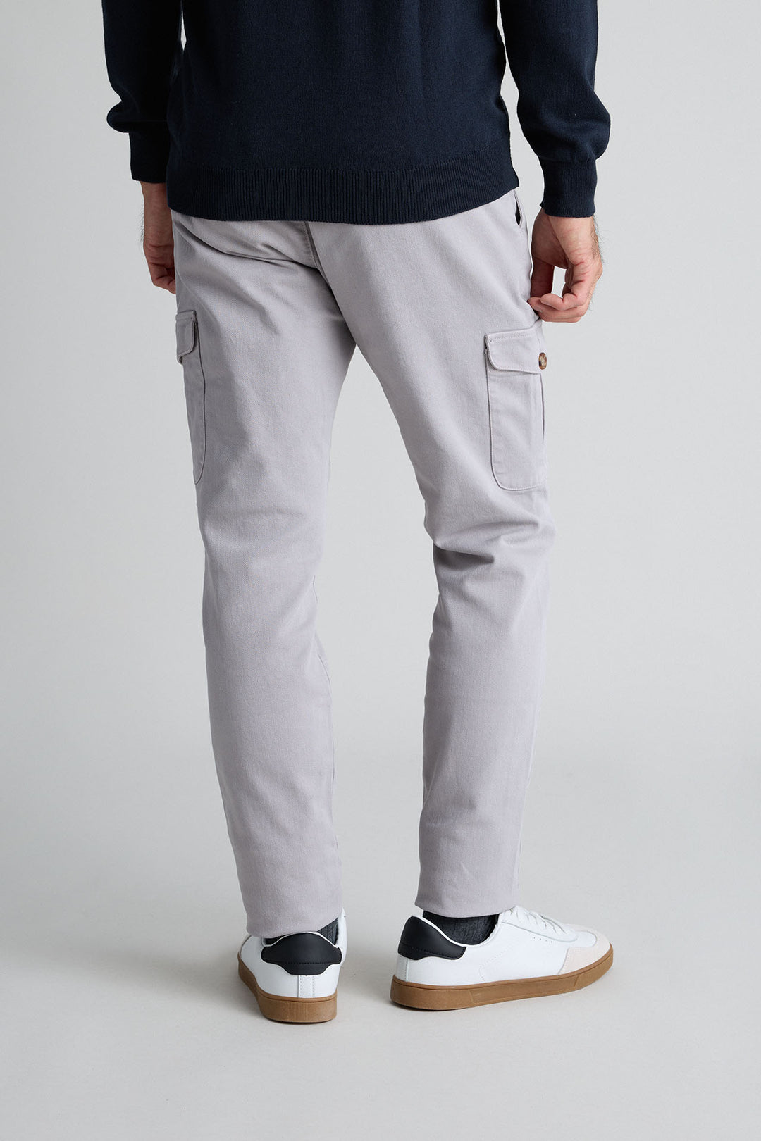 Pearl Gray Gretel Cargo Pants with Watchmaker and Front Pleat