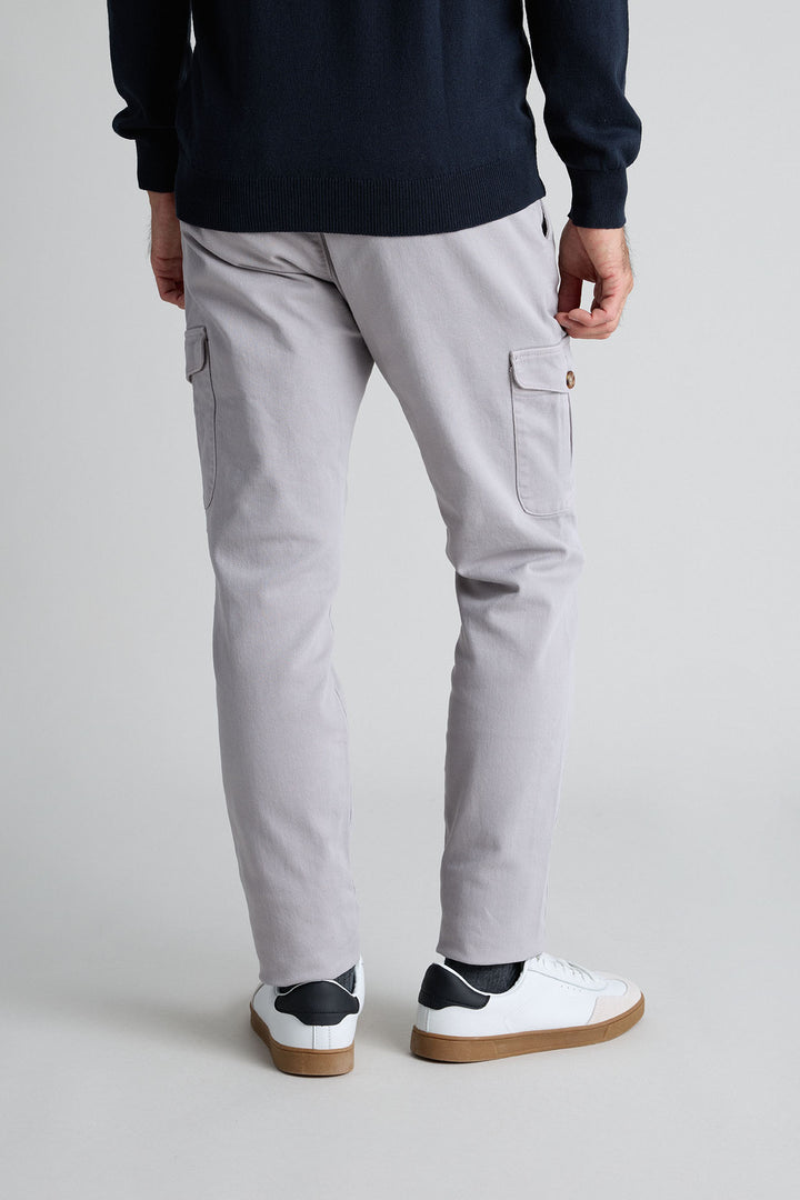 Pearl Gray Gretel Cargo Pants with Watchmaker and Front Pleat