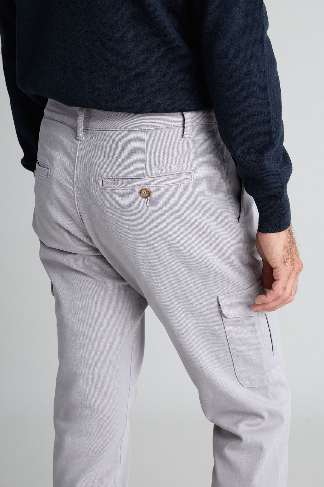 Pearl Gray Gretel Cargo Pants with Watchmaker and Front Pleat