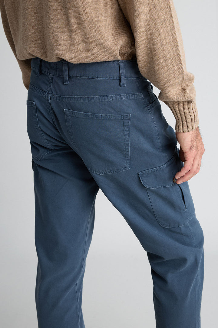 Navy Blue Gretel Cargo Pants with Watchmaker and Front Pleat