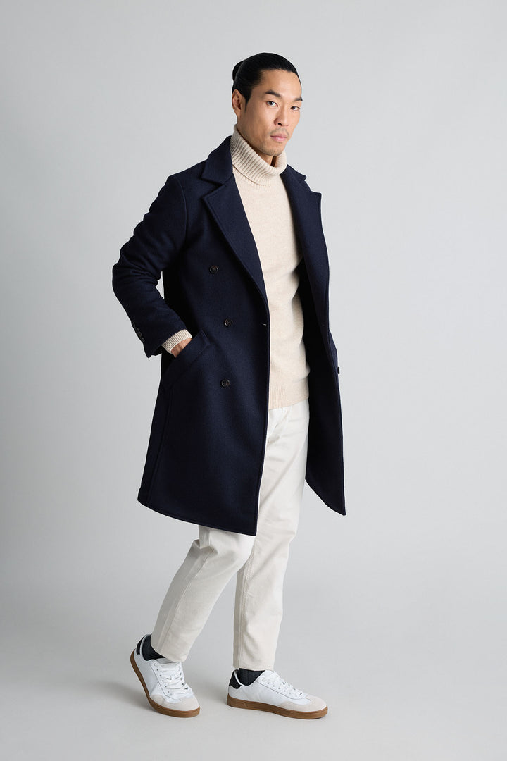 MTM Sailor Blue Double Breasted Coat with 16 cm Lapels