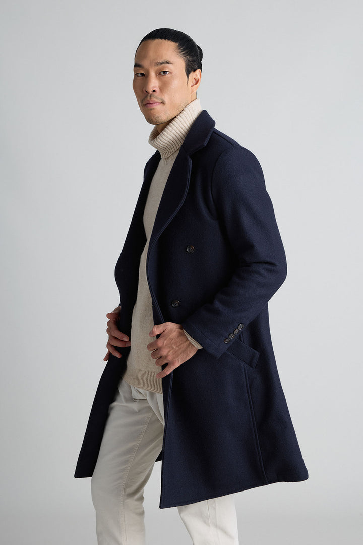 MTM Sailor Blue Double Breasted Coat with 16 cm Lapels