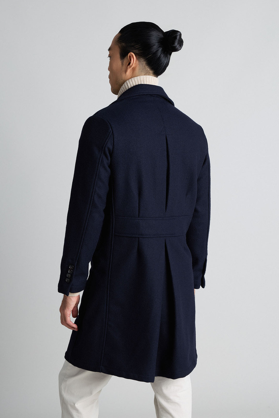 MTM Sailor Blue Double Breasted Coat with 16 cm Lapels