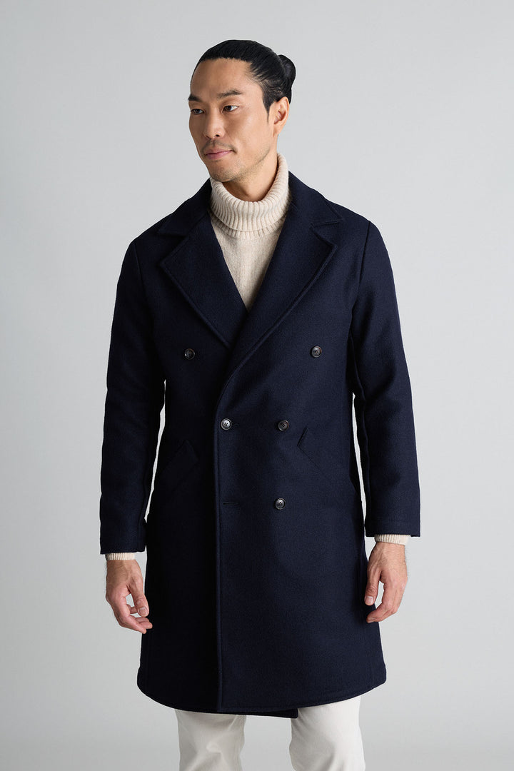 MTM Sailor Blue Double Breasted Coat with 16 cm Lapels