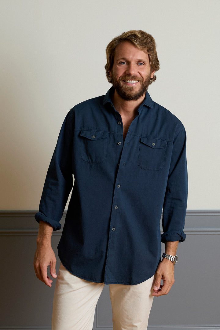 Navy Blue Honeycomb Shirt 100% Cotton