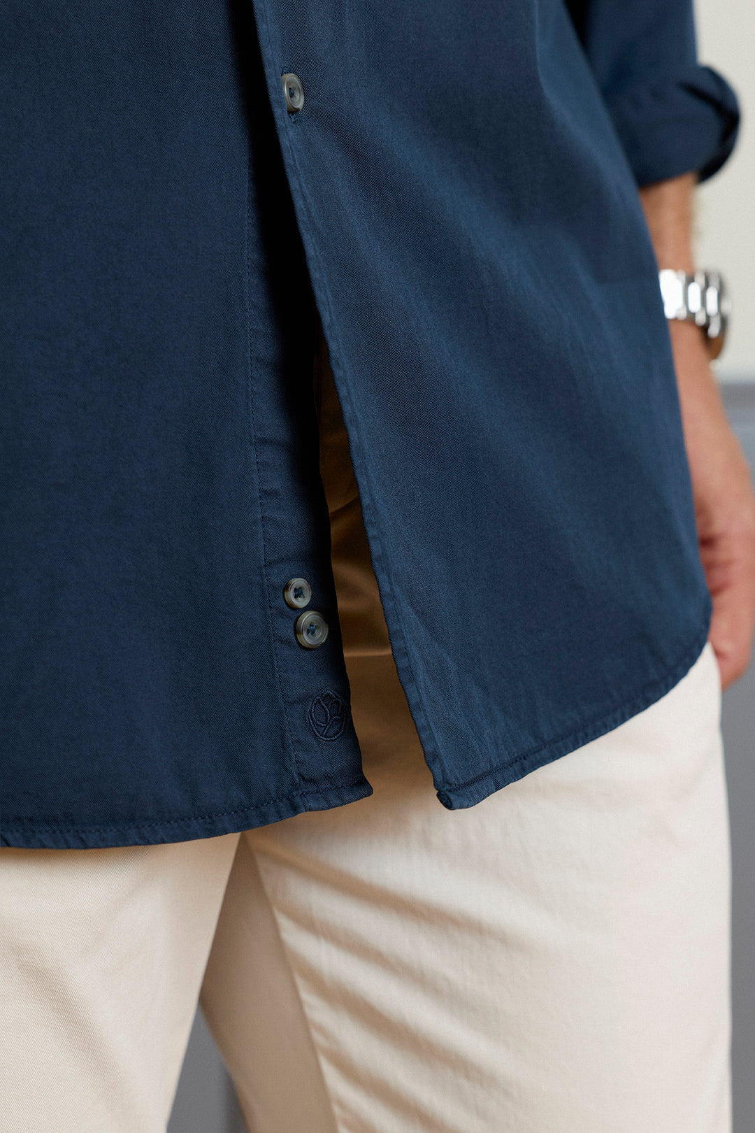 Navy Blue Honeycomb Shirt 100% Cotton