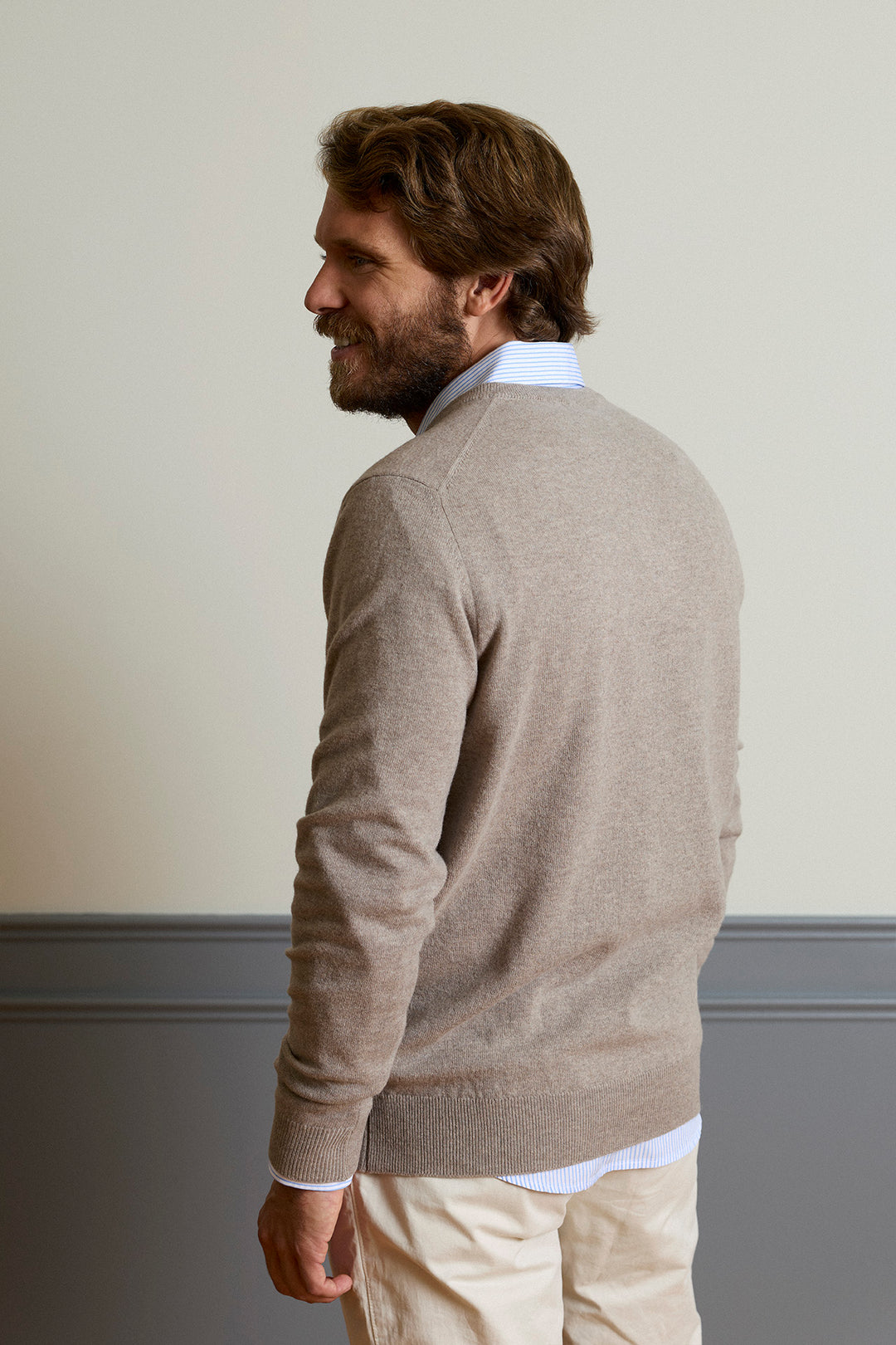 Ash Gray V-Neck Sweater 100% Cotton