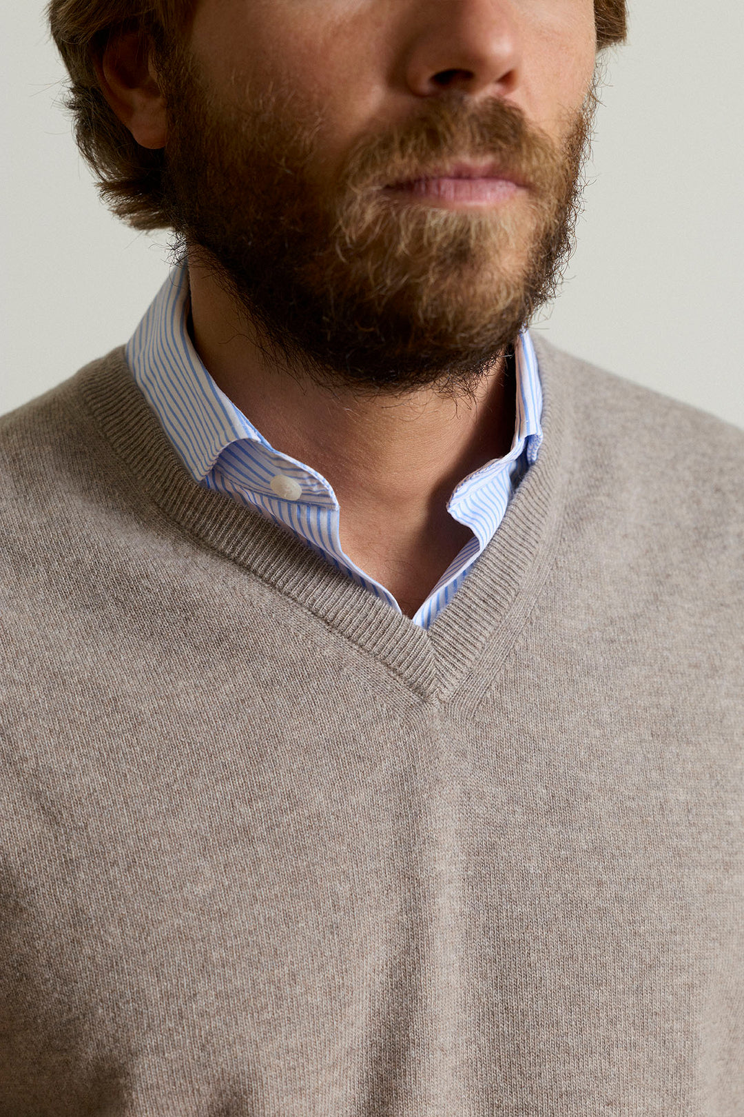 Ash Gray V-Neck Sweater 100% Cotton