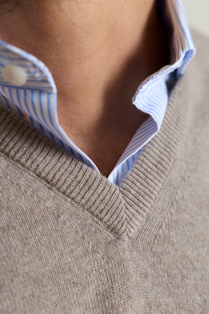 Ash Gray V-Neck Sweater 100% Cotton