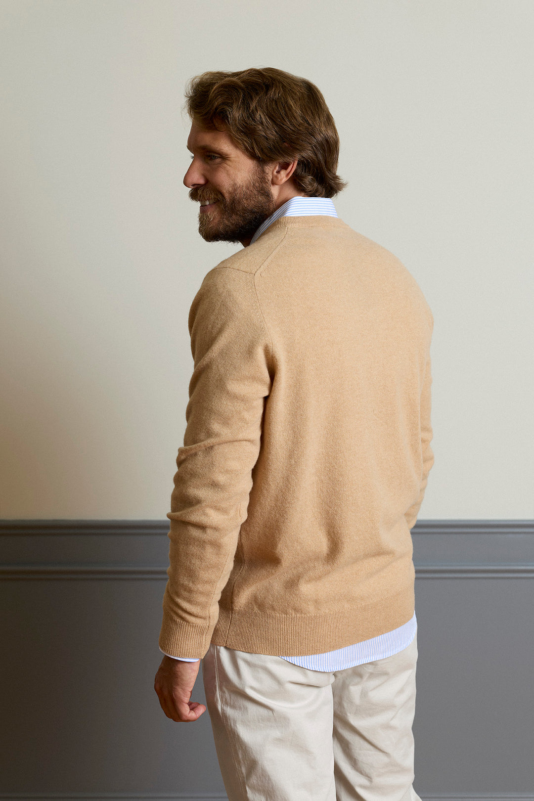 Ash Gray V-Neck Sweater 100% Cotton