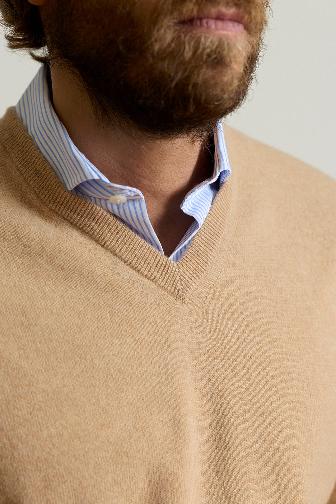 Ash Gray V-Neck Sweater 100% Cotton