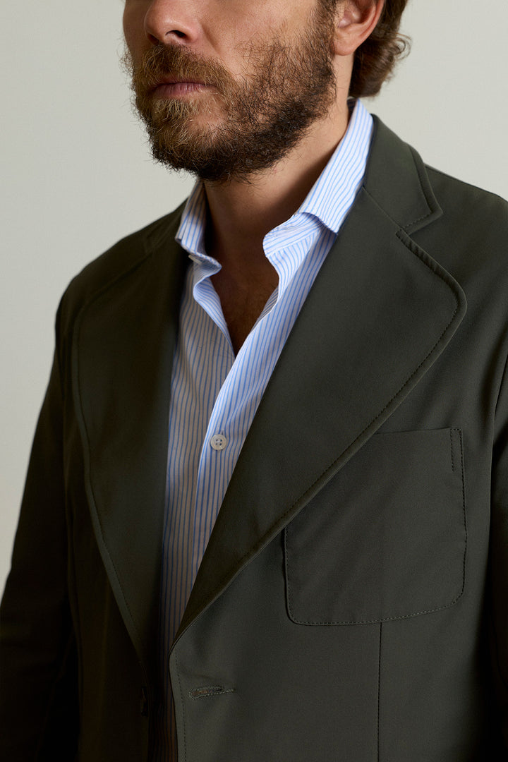 Jaqueta Técnica de Caça Verde com Lapelas de 11 cm