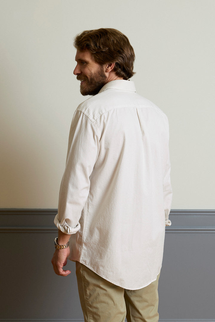 Linen Cotton Shirt with 2 Chest Pockets, Ivory