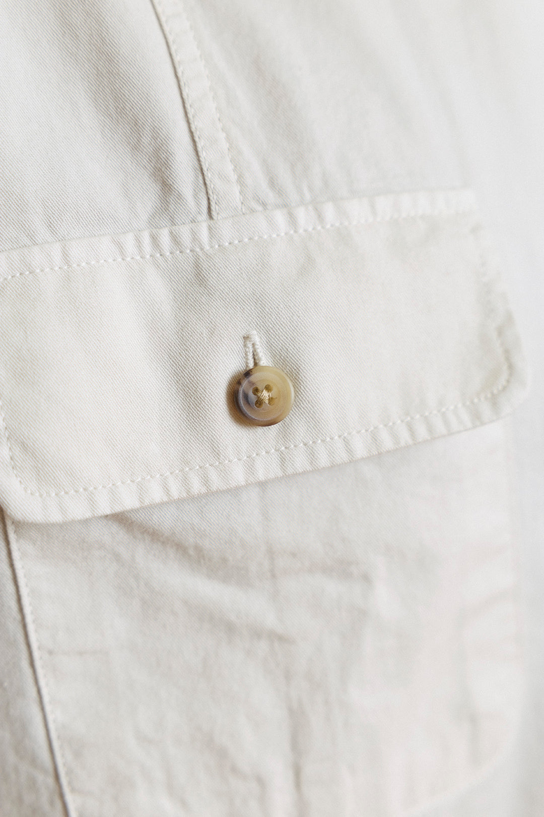 Linen Cotton Shirt with 2 Chest Pockets, Ivory