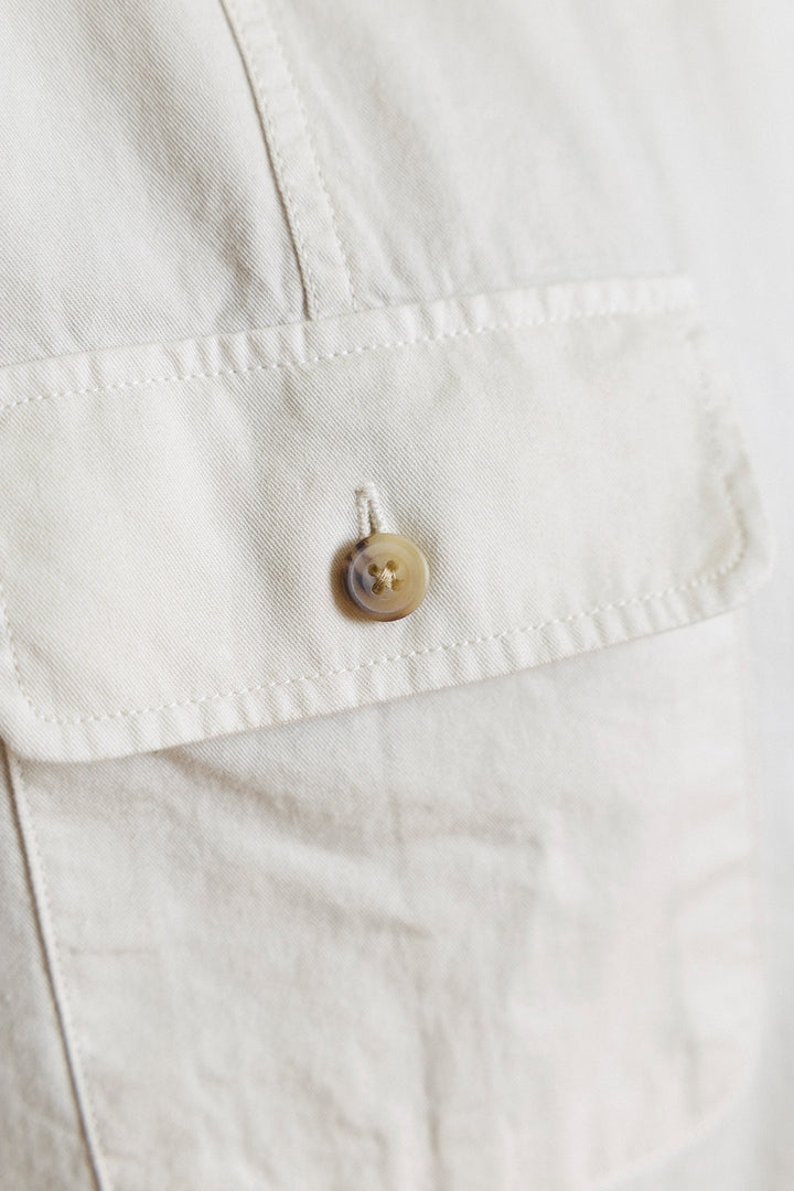 Linen Cotton Shirt with 2 Chest Pockets, Ivory