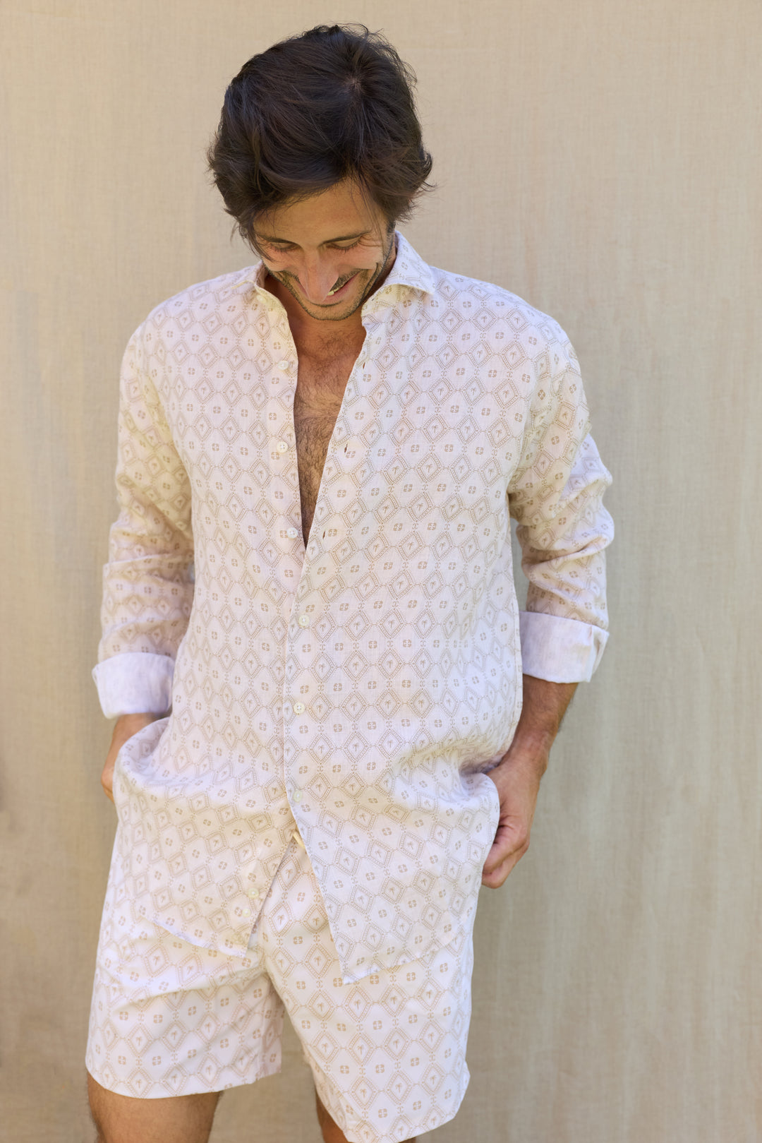 Camisa Lino Palm Blanca