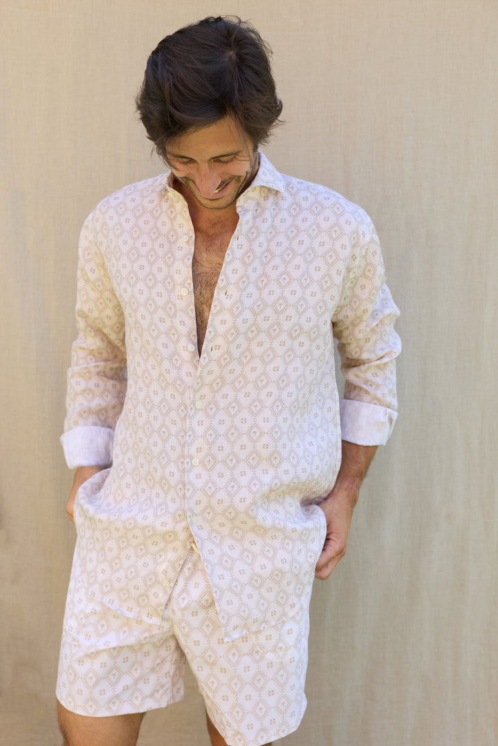 Camisa Lino Palm Blanca