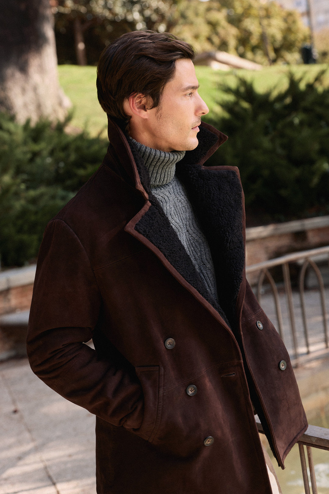 Abrigo Ante Nobuck Marrón Chocolate